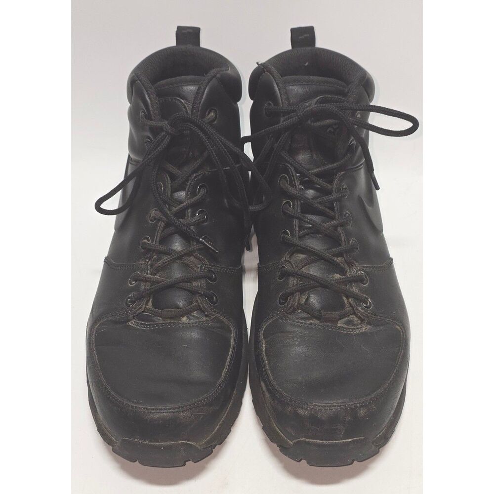 Nike ACG Manoa Leather Triple Black Boots Mens 12 454350-003 Hiking Work Boot